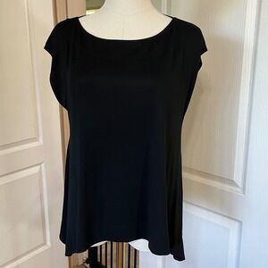 Vintage Donna Karan New York Black Label Sleeveless Sheer Blouse Elegant Size S‎